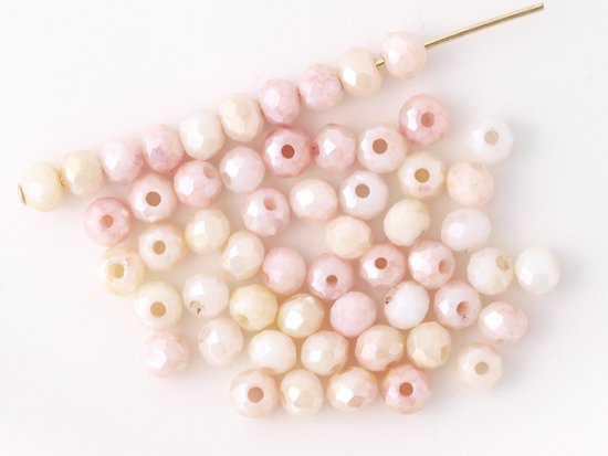 milk pink facet rondell spacer beads 3.5mm