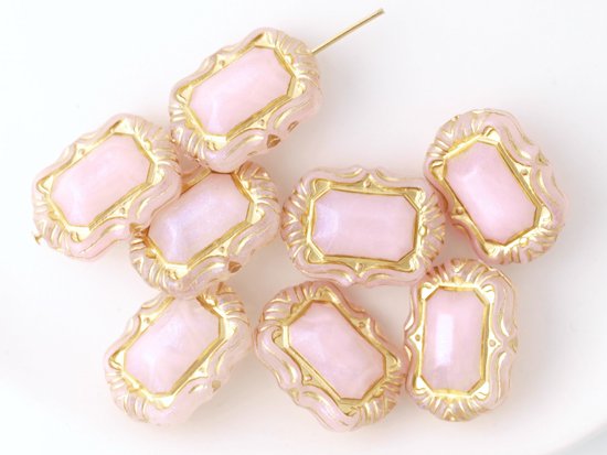 light pink antique square design beads 18x13.5mm