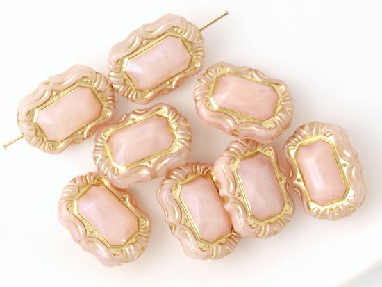 light peach pink antique square design beads 18x13.5mm