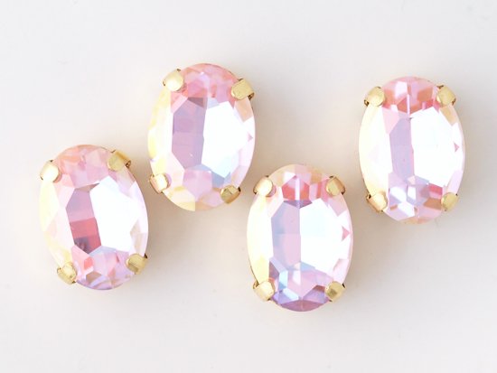 light pink AB oval glass gold setting 10x14mm
