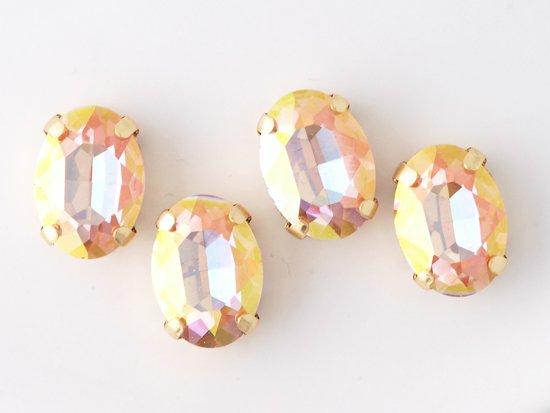 peach pink gold coat oval glass gold setting 10x14mm
