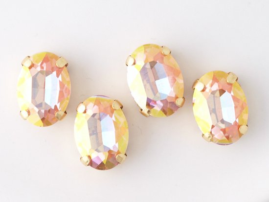 peach pink gold coat oval glass gold setting 14x10mm
