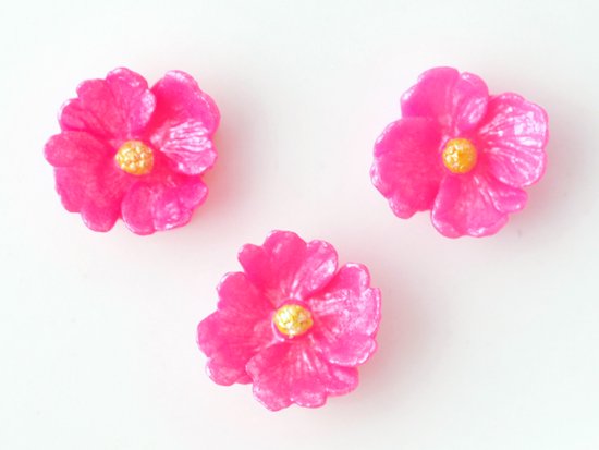 vintage neon pink flower cabochon 9mm