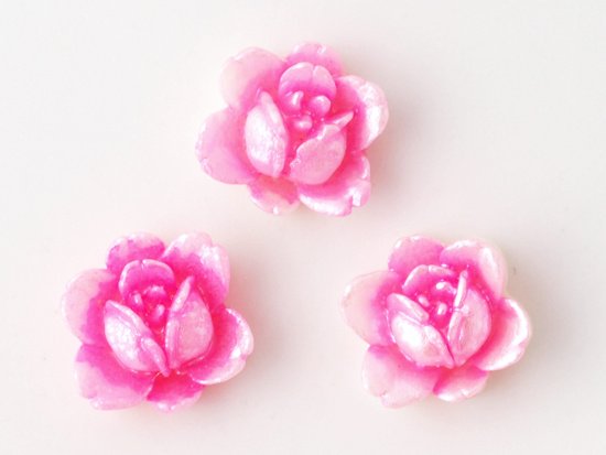 vintage neon pink rose cabochon 8.5mm