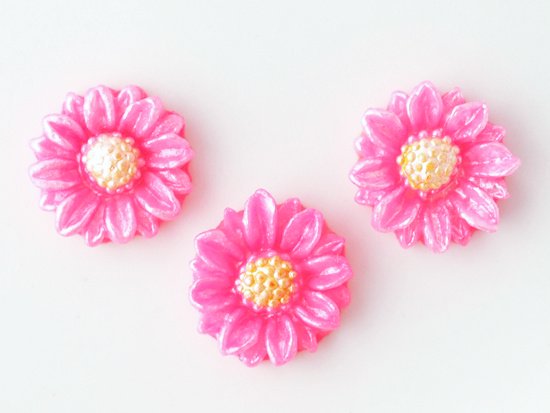 vintage neon pink mum cabochon 11mm