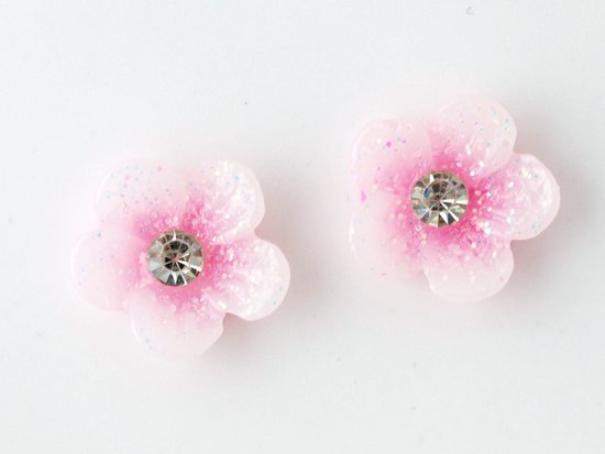 vintage white pink flower cabochon 11mm