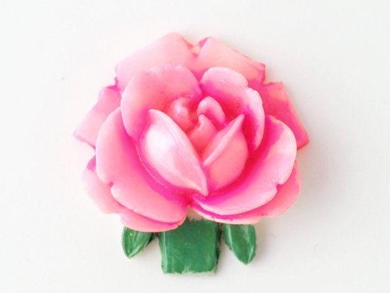 vintage neon pink rose cabochon 19mm