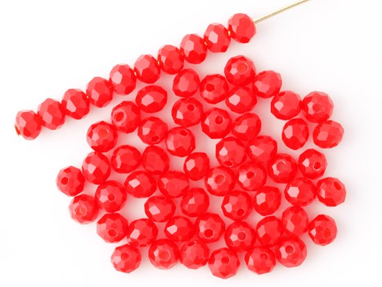 opacity red facet rondell spacer beads 4mm