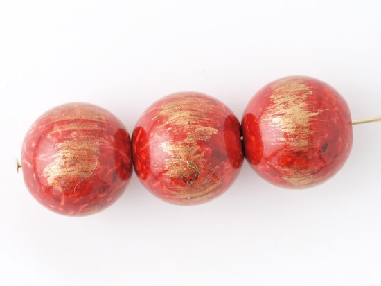 vintage red gold round beads 13mm