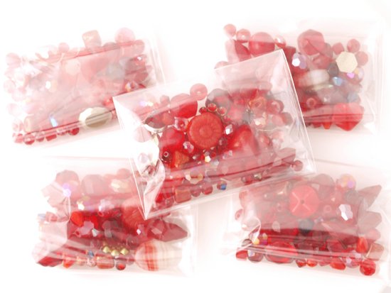 red glass beads pack