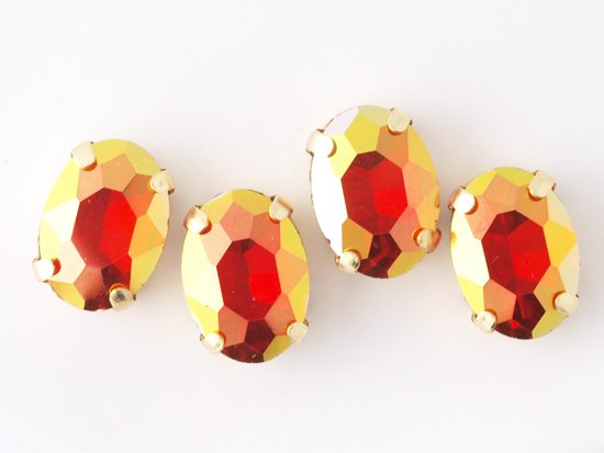 red gold coat oval glass gold setting 10x14mm