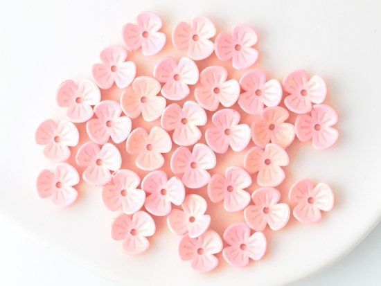 pearl light pink 3petal flower beads 9.5mm