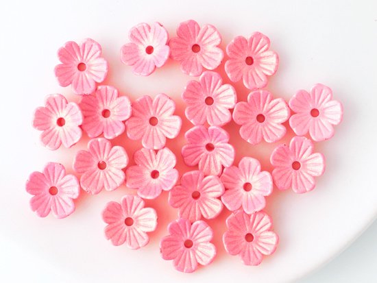 pearl red pink 5petal flower beads 11mm