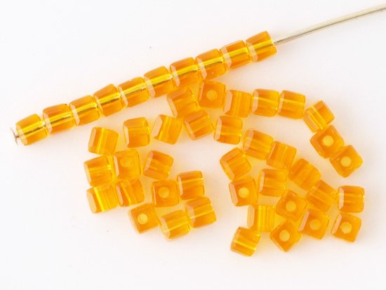 yellow orange square cut beads 2.5mm