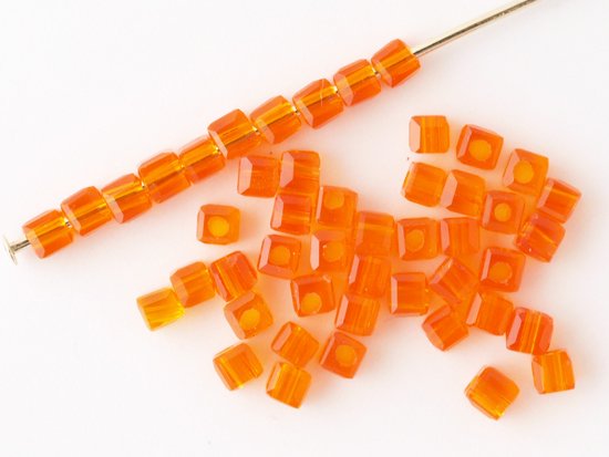 orange square cut beads 2.5mm