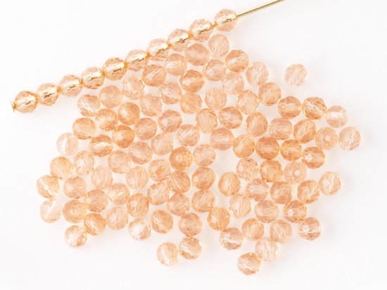 light pink orange round cut beads 3mm