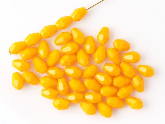 yellow orange tear drop cut beads 5mm