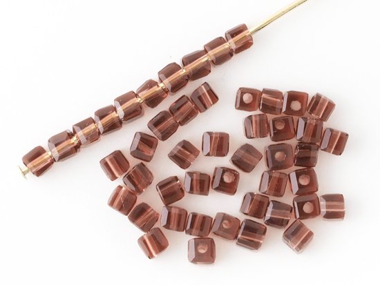 burgundy brown square cut beads 2.5mm