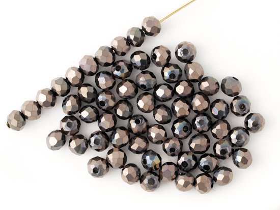 black brown metal facet rondell spacer beads 4mm