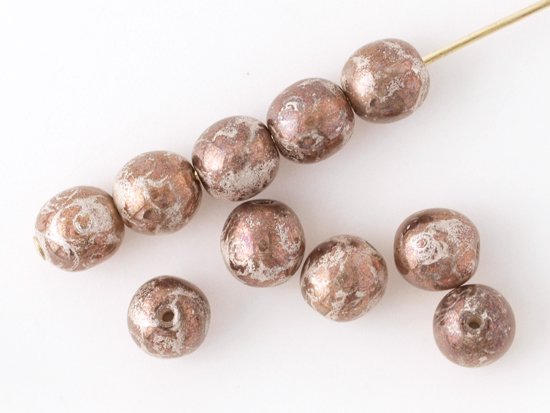 brown picasso round beads 6mm