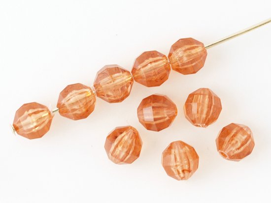 vintage clear brown round cut beads 5.5mm
