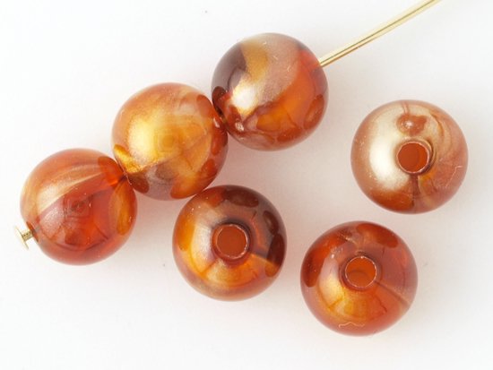 vintage brown marble round beads 7mm