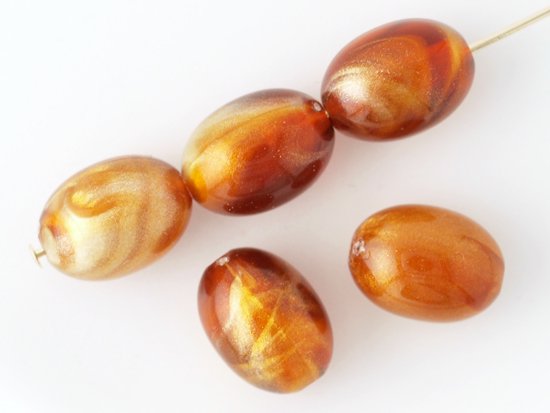 vintage brown marble oval beads 12mm