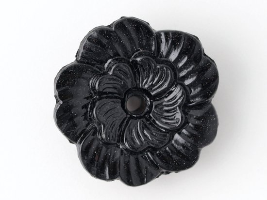 vintage black flower beads 18mm