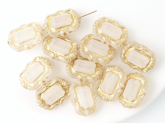 matte clear antique square design beads 18x13.5mm