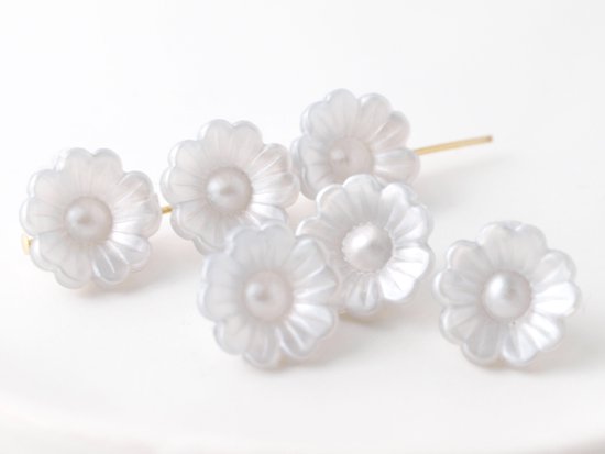 vintage silver flower beads 12x7mm