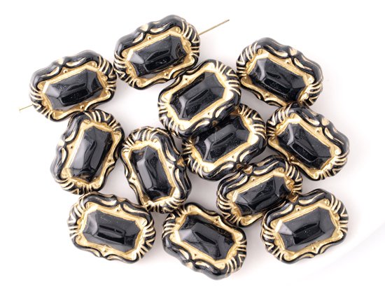 black antique square design beads 18x13.5mm