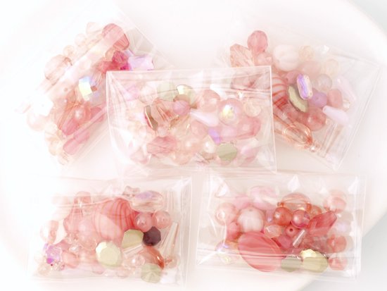 pink glass beads pack