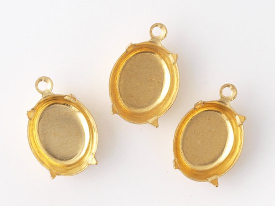 oval setting brass gold 12x10mm
