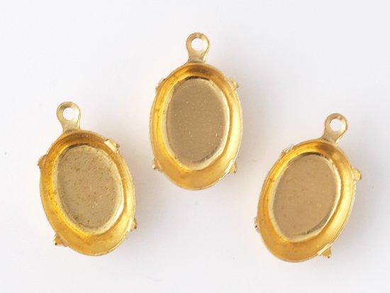 oval setting brass gold 14x10mm