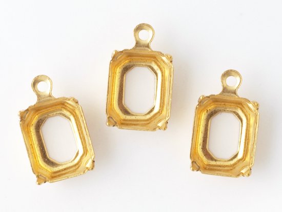 square setting brass gold 10x8mm