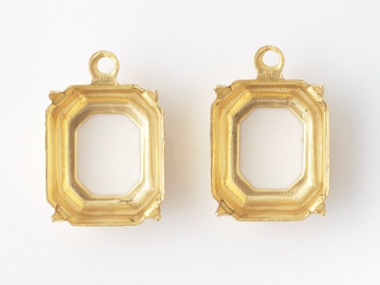 square setting brass gold 12x10mm