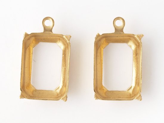 square setting brass gold 14x10mm