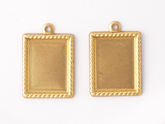 rectangle cabochon setting gold 16x12mm