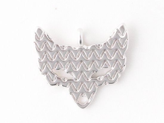 fox face charm matte silver 14mm