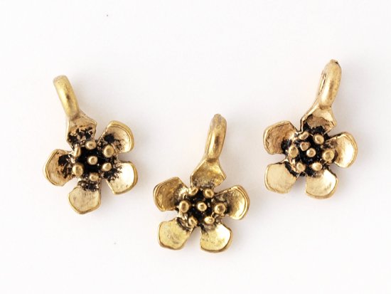 small flower charm antique gold 10x7mm