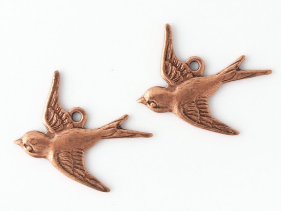 swallow charm antique copper 17.5mm