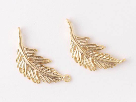 feather connector matte gold 19x8mm