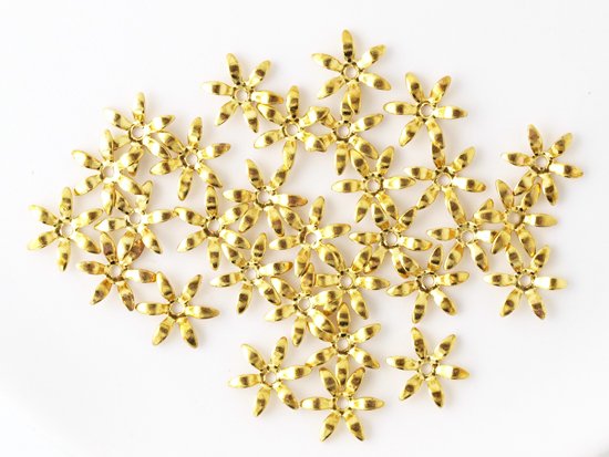 small 6petal flower parts gold 8.5mm