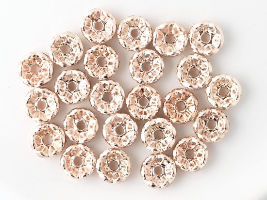 rondell spacer beads pink gold 8mm