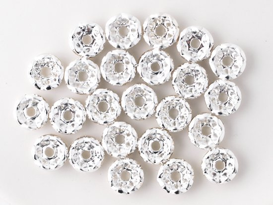 rondell spacer beads white silver 8mm