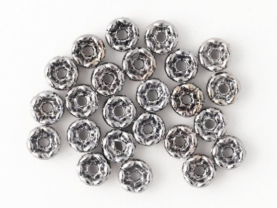 rondell spacer beads black silver 4mm