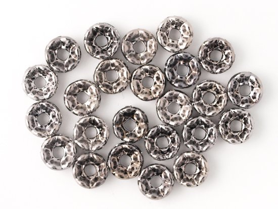 rondell spacer beads black silver 6mm