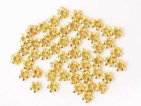 5petal flower spacer beads gold 4mm