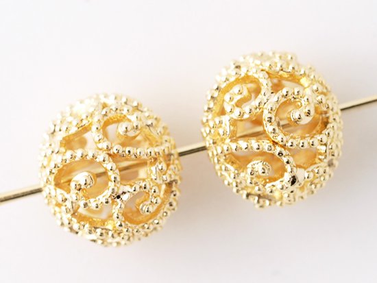 lace round metal beads gold 9mm