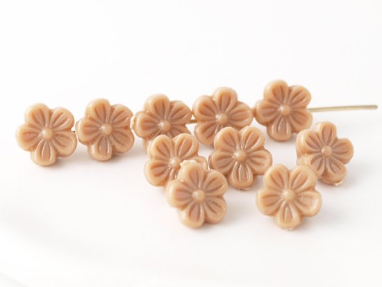 vintage mocha brown flower beads 8mm